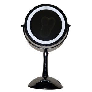 Ovente 7" Dual Sided LED Lighted Mirror 8x Magnifier SilverNickel Brushed Beauty